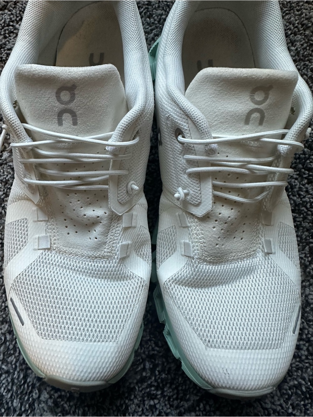 On Running Cloud 5 White Sneakers with Mint Soles Undyed White Creek Size 9 - Picture 5 of 11